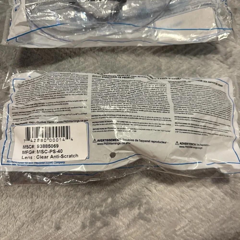 Pro-Safe 93885069, MSC-PS-40 Clear Anti-Scratch Safety Glasses (LOT OF 2)